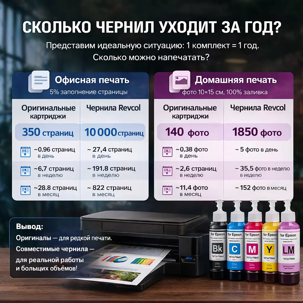 Сколько чернил расходует принтер за год? Сколько чернил расходует принтер за год?